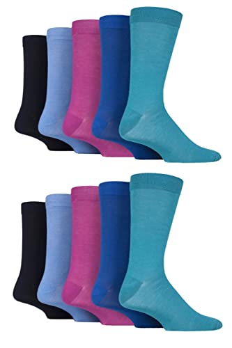 SockShop Herren Einfach, Gestreift und gemustert Bambus Socken Packung 10 Frisch Einfach 40-45 von SockShop