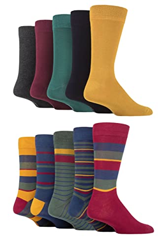 SockShop Herren Einfach, Gestreift und gemustert Bambus Socken Packung 10 Königlich Einfach/Zeder 40-45 von SockShop