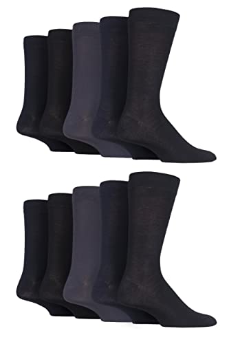 SockShop Herren Einfach, Gestreift und gemustert Bambus Socken Packung 10 Schwarz/Marine/Grau Einfach 40-45 von SockShop