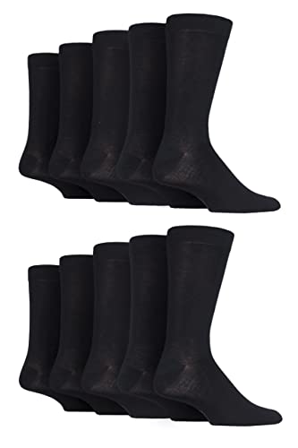 SockShop Herren Einfach, Gestreift und gemustert Bambus Socken Packung 10 Schwarz Einfach 40-45 von SockShop