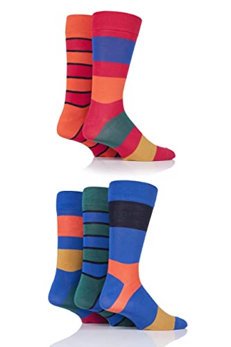 SockShop Herren Gemusterte Hell Bunt Natürliche Bambussocken Größe 40-45 Multipack von 5 (DE/NL/SE/PL, Numerisch, 40, 45, Regular, Regular, Mutiger Klassiker hell) von SockShop