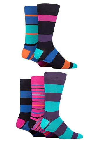SockShop Herren Gemusterte Hell Bunt Natürliche Bambussocken Größe 40-45 Multipack von 5 (DE/NL/SE/PL, Numerisch, 40, 45, Regular, Regular, Gestreifter Pfau) von SockShop