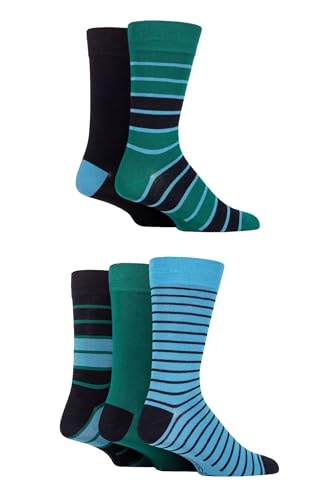 SockShop Herren Gemusterte Hell Bunt Natürliche Bambussocken Verschiedene Designs für den Alltag Größe 7-11 Multipack von 5 Marine/Renngrün 40-45 von SockShop