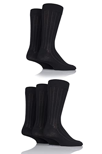 SockShop Herren Gemusterte Hell Bunt Natürliche Bambussocken Verschiedene Designs für den Alltag Größe 7-11 Multipack von 5 Schwarz gerippt 40-45 von SockShop