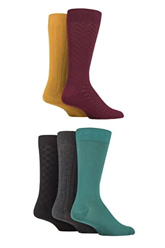 SockShop Herren Gemusterte Hell Bunt Natürliche Bambussocken Verschiedene Designs für den Alltag Größe 7-11 Multipack von 5 königlich gemischt 40-45 von SockShop