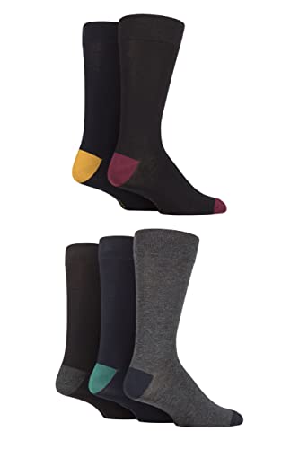 SockShop Herren Gemusterte Hell Bunt Natürliche Bambussocken Größe 40-45 Multipack von 5 (DE/NL/SE/PL, Numerisch, 40, 45, Regular, Regular, königlich mit schwarz marine grau) von SockShop