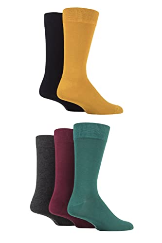 SockShop Herren Gemusterte Hell Bunt Natürliche Bambussocken Verschiedene Designs für den Alltag Größe 7-11 Multipack von 5 königlich uni 40-45 von SockShop