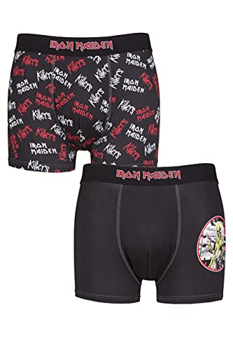 SockShop Herren Iron Maiden Exklusiv Geschenkbox Klassisch Rockmusik Schwermetall Boxer Shorts Packung mit 2 Schwarz S von SockShop