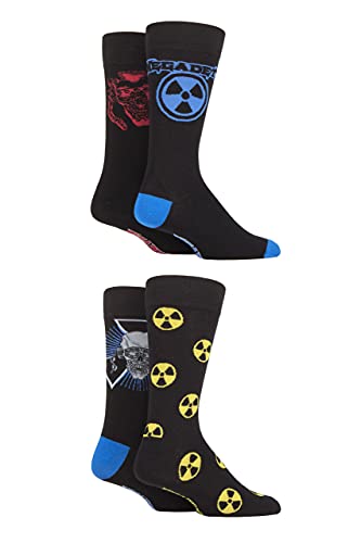 SockShop Herren Megadeth Exklusiv Geschenkbox Rockmusik and Schwermetall Baumwollsocken Packung mit 4 Schwarz 39-45 von SockShop