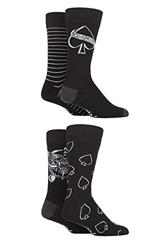 SockShop Herren Motorhead Exklusiv Geschenkbox Rockmusik and Schwermetall Baumwollsocken Packung mit 4 Schwarz 39-45 von SockShop