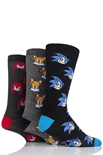 SockShop Herren Sonic, Knuckles und Tails Baumwollsocken 3er Pack Sortiert 40-45 von SockShop