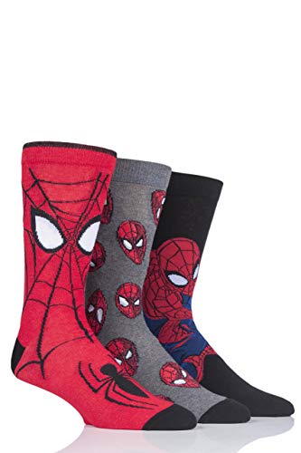 SockShop Herren und Damen Marvel Spider-Man Baumwollsocken Packung mit 3 Gemischt 37-42 von SockShop