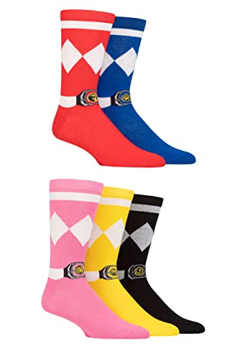 SockShop Herren und Damen Power Rangers Baumwolle Socken Packung 5 Assorted 37-42 von SockShop