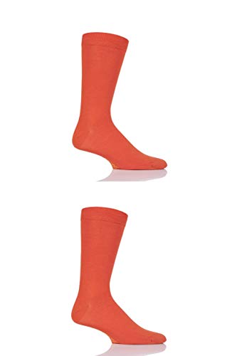 SockShop Herren und Damen Schlicht und Gestreift Colour Burst Bambussocken mit glatten Zehennähten Packung mit 2 Tangerine Dream 41-46 von SockShop