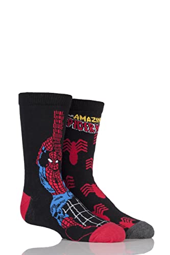 SOCKSHOP Jungen 2 Paar Marvel The Amazing Spiderman Baumwolle Socken Multi 31-36 von SOCKSHOP