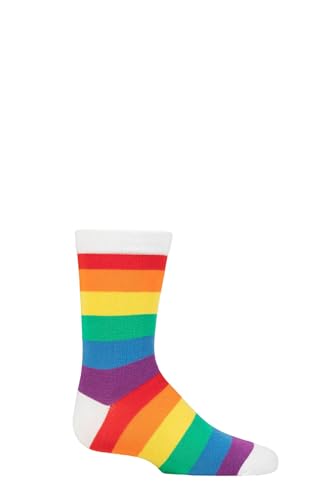 SockShop Kinder’ Bambussocken mit Komfortmanschette und handgekettelte Zehen,Weich und atmungsaktiv, 1 Paar Regenbogenstreifen 23-26 Alter 1-3 Jahre von SockShop