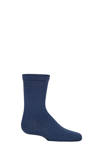 SockShop Kinder Schmucklos Mid-gewicht Bambus Socken mit Komfortbündchen und glatte Zehennähte Packung 1 Denim Blau 27-30 von SockShop