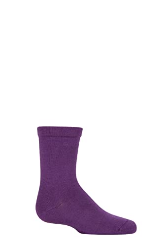 SockShop Kinder Schmucklos Mid-gewicht Bambus Socken mit Komfortbündchen und glatte Zehennähte Packung 1 Violett 31-36 von SockShop