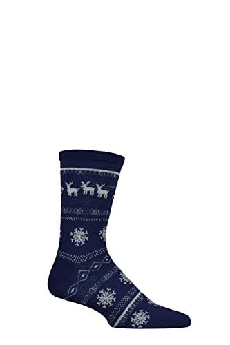 SockShop Lazy Panda Bambus Weihnachtssocken (Packung 1) (Marine Schlittenfahrt, 40-46) von SockShop