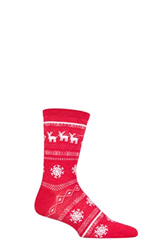 SockShop Lazy Panda Bambus Weihnachtssocken (Packung 1) (Rot Schlittenfahrt, 40-46) von SockShop