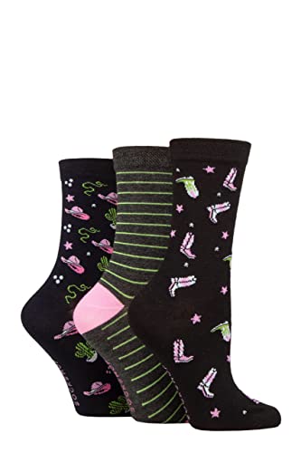 SockShop Lazy Panda Damen Neuheit Socken aus Bambus Packung 3 Cowboy 37-42 von SockShop