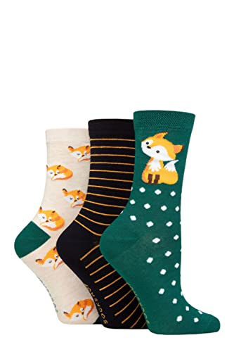 SockShop Lazy Panda Damen Neuheit Socken aus Bambus Packung 3 Fuchs 37-42 von SockShop