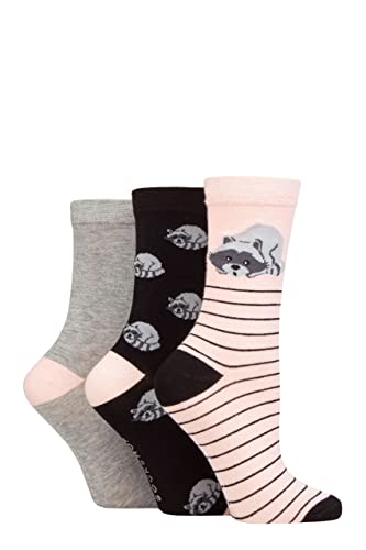 SockShop Lazy Panda Damen Neuheit Socken aus Bambus Packung 3 Waschbär 37-42 von SockShop