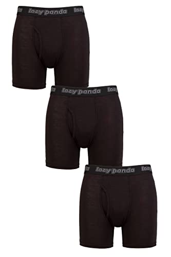 SockShop Lazy Panda Herren Bambus Boxershorts Packung mit 3 Schwarz Mittel von SockShop