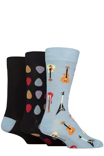 SockShop Lazy Panda Herren Neuheit Socken aus Bambus Packung 3 Gitarren 40-45 von SockShop
