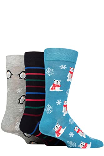 SockShop Lazy Panda Herren Weihnachten Bambussocken Packung 3 Eisbär/Pinguin 40-45 von SockShop