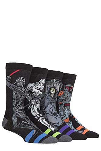 SockShop Mens 4 Pair Disney Star Wars Schurken Darth Vader, Boba Fett, Emporor und SA-Mann Socken 12-14 Mens Assorted von SockShop