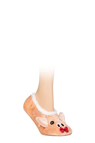 SockShop Wild Feet Damen Fleece gefüttert Flauschige 3D Hausschuhe Packung 1 Schwein 37-42 SockShop Wild Feet Damen Fleece gefüttert Flauschige 3D Hausschuhe Packung 1 Schwein 37-42 von SockShop