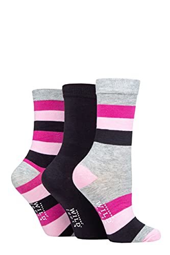 SockShop Wildfeet Damen Bambus Geschenkbox Packung 3 Breiter Streifen 37-42 von SockShop