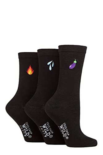 SockShop Wildfeet Damen Gestickt Socken Packung 3 Aubergine/Wasser/Feuer 37-42 von SockShop