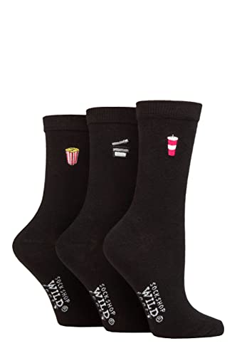 SockShop Wildfeet Damen Gestickt Socken Packung 3 Soda/Movie/Popcorn 37-42 von SockShop