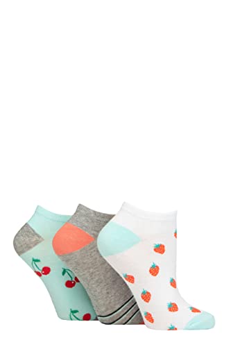 SockShop Wildfeet Damen Neuheit Baumwolle Trainer Socken Packung 3 Erdbeeren und Kirschen 37-42 von SockShop