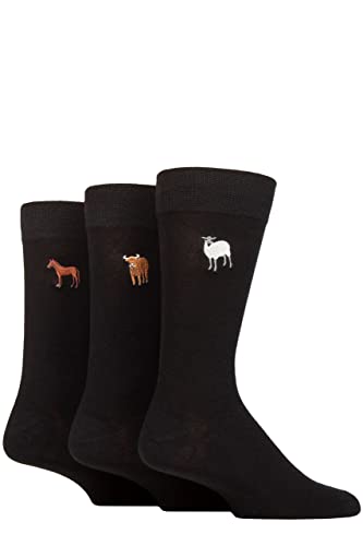 SockShop Wildfeet Herren Gestickt Socken Packung 3 Schaf/Kuh/Pferd 40-46 von SockShop