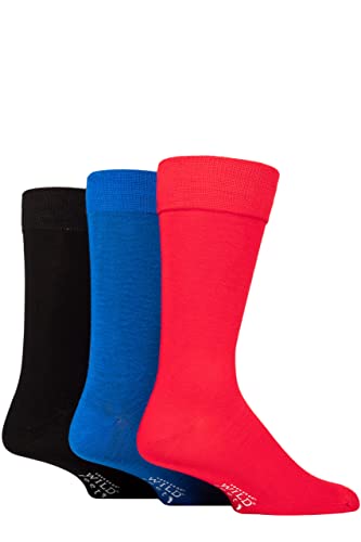SockShop Wildfeet Herren Schmucklos Bambus Socken Packung 3 Rot/Blau/Schwarz 40-46 von SockShop