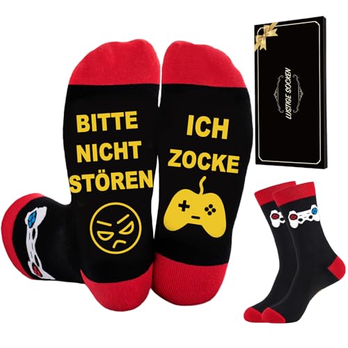 SockWaddles Lustige Socken Herren mit Sprüchen, Bitte Nicht Stören Socken – Geschenkidee für Männer, Zocker zu Weihnachten Geburtstag Vatertag von SockWaddles