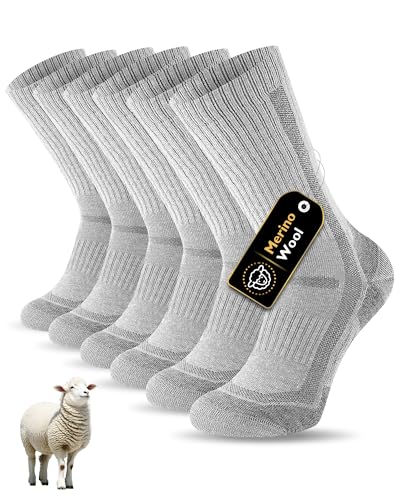 SockWaddles Merino Wandersocken Herren Damen, Atmungsaktiv Outdoor Socken Trekkingsocken, Gepolstert Sportsocken Anti-Blasen Laufsocken Merinowolle Arbeitssocken 3 Paar von SockWaddles