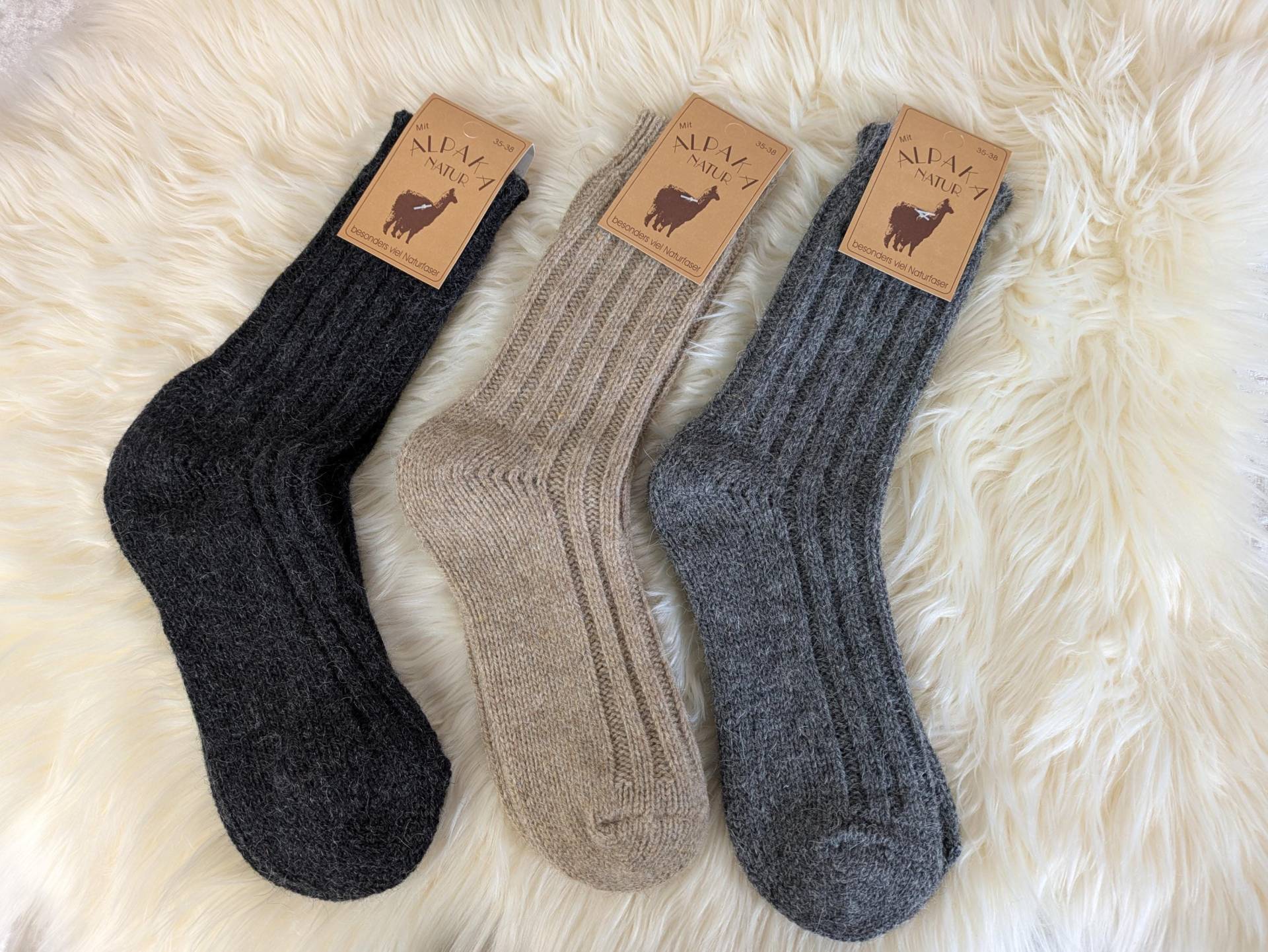 Socken 100 % Wolle, Schaf - Und Alpakawoll Socken, Verstärkte Spitze Ferse, Damen Herren Wollsocken, Warme von SockeSchalMuetze
