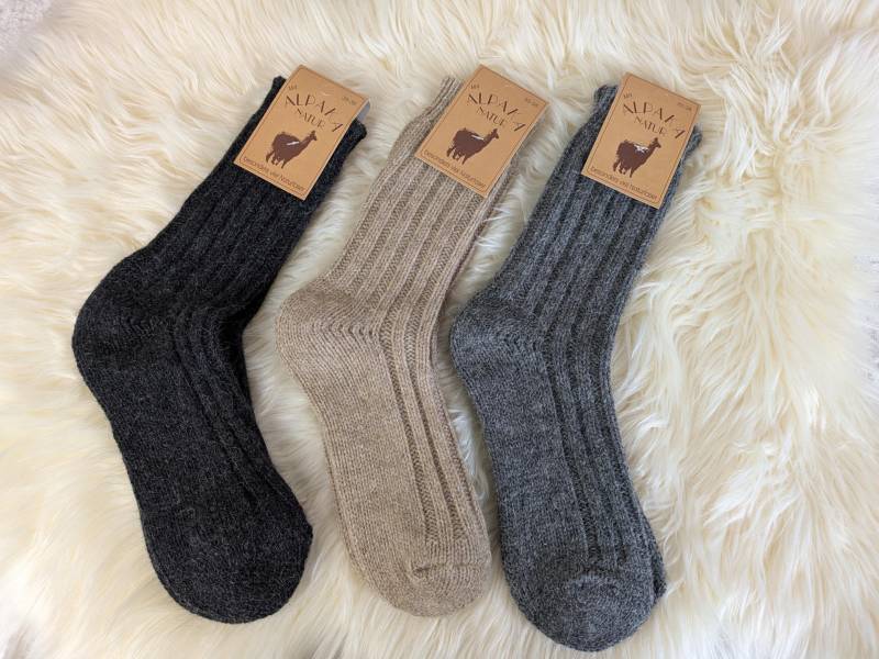 Socken 100 % Wolle, Schaf - Und Alpakawoll Socken, Verstärkte Spitze Ferse, Damen Herren Wollsocken, Warme Socken 100 % Wolle, Schaf - Und Alpakawoll Socken, Verstärkte Spitze Ferse, Damen Herren Wollsocken, Warme von SockeSchalMuetze
