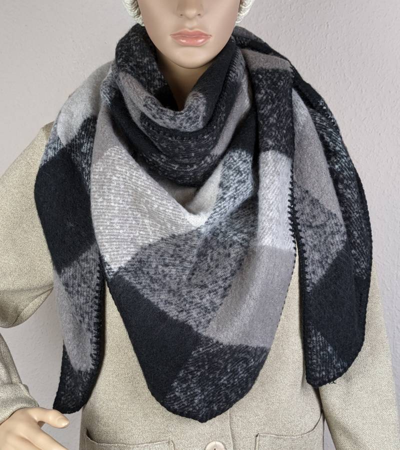 xl Dreieckstuch Kariert Kuschelig Wolle-Viskose>Flauschschal Karo>Winterschal Kuschelschal Webschal>Geschenk Für Sie>Geburtstag>Valentinstag von SockeSchalMuetze