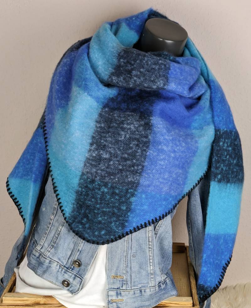 xl Dreieckstuch Kariert Wolle-Viskose>Flauschschal Kariert>Winterschal Kuschelschal Webschal>Geschenk Für Sie>Geburtstag von SockeSchalMuetze