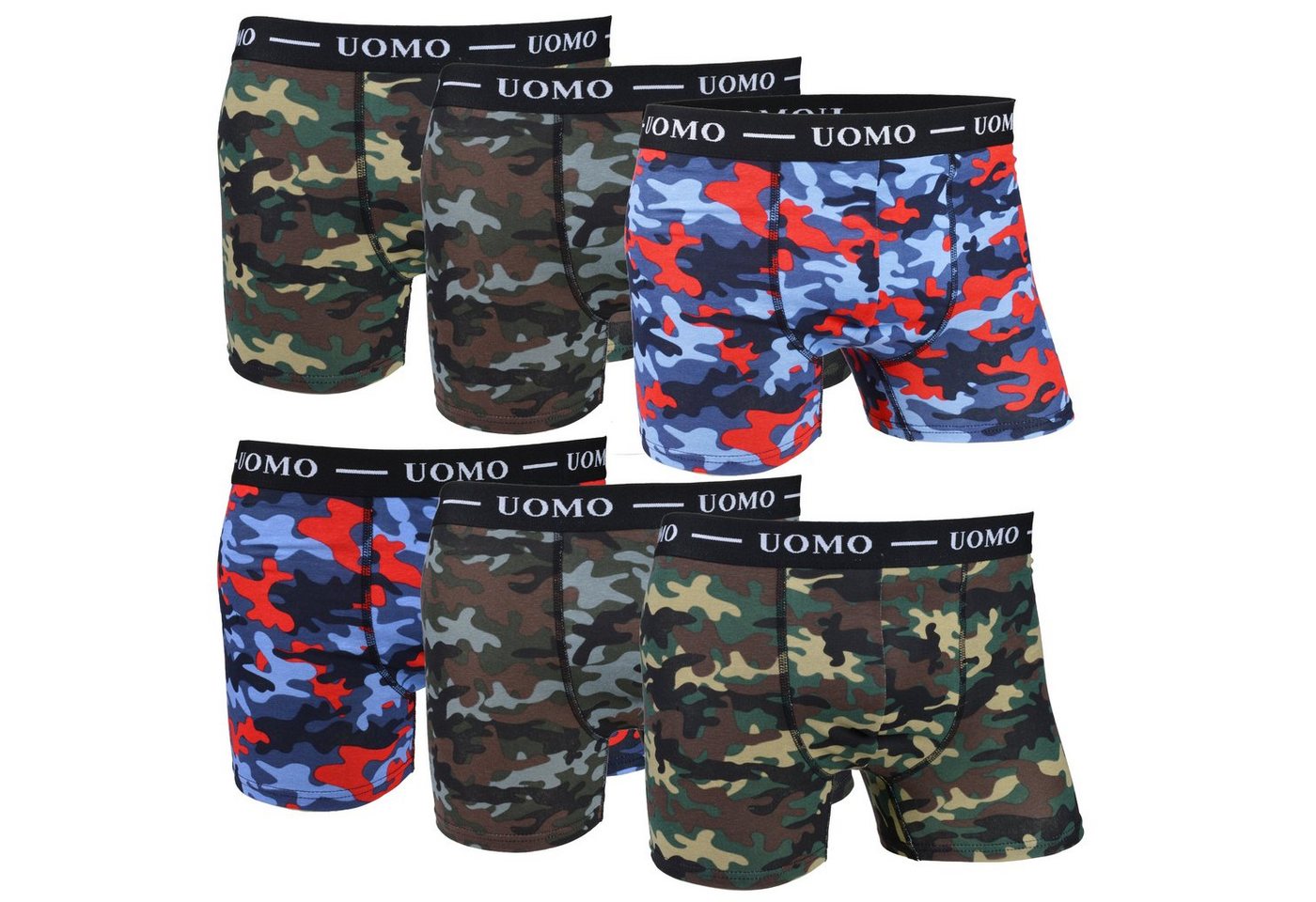 Socked Boxershorts Herren Retroshorts (6-St., 6er Pack) Camouflage Muster, bequeme Passform von Socked