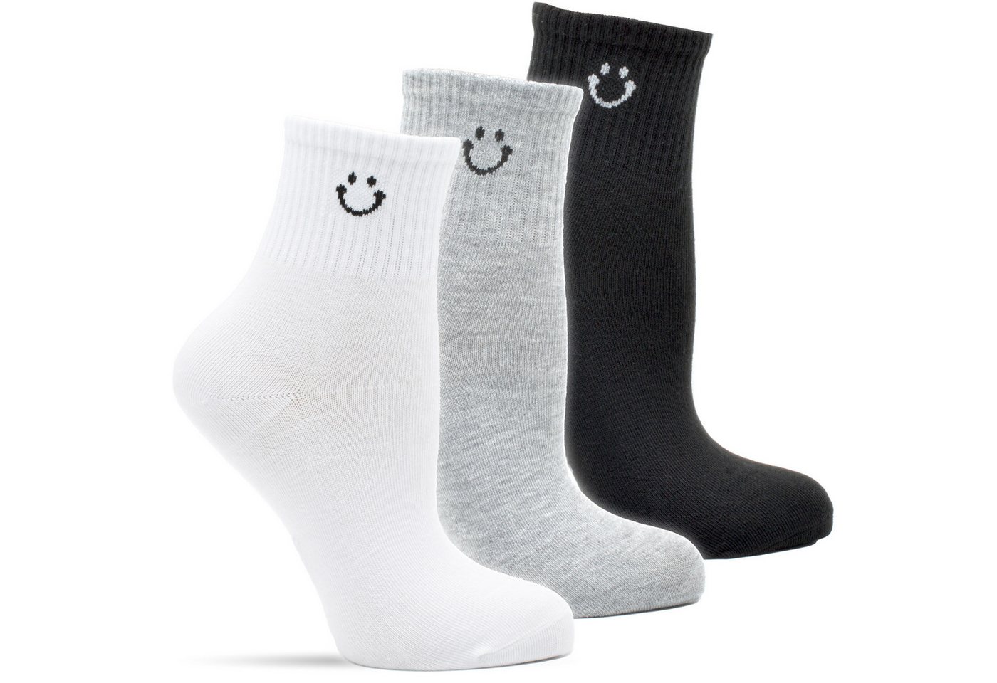 Socked Kurzsocken Quartersocken Herren, Damen (10-Paar) Schwarz / Weiß / Grau, verschiedene Muster von Socked