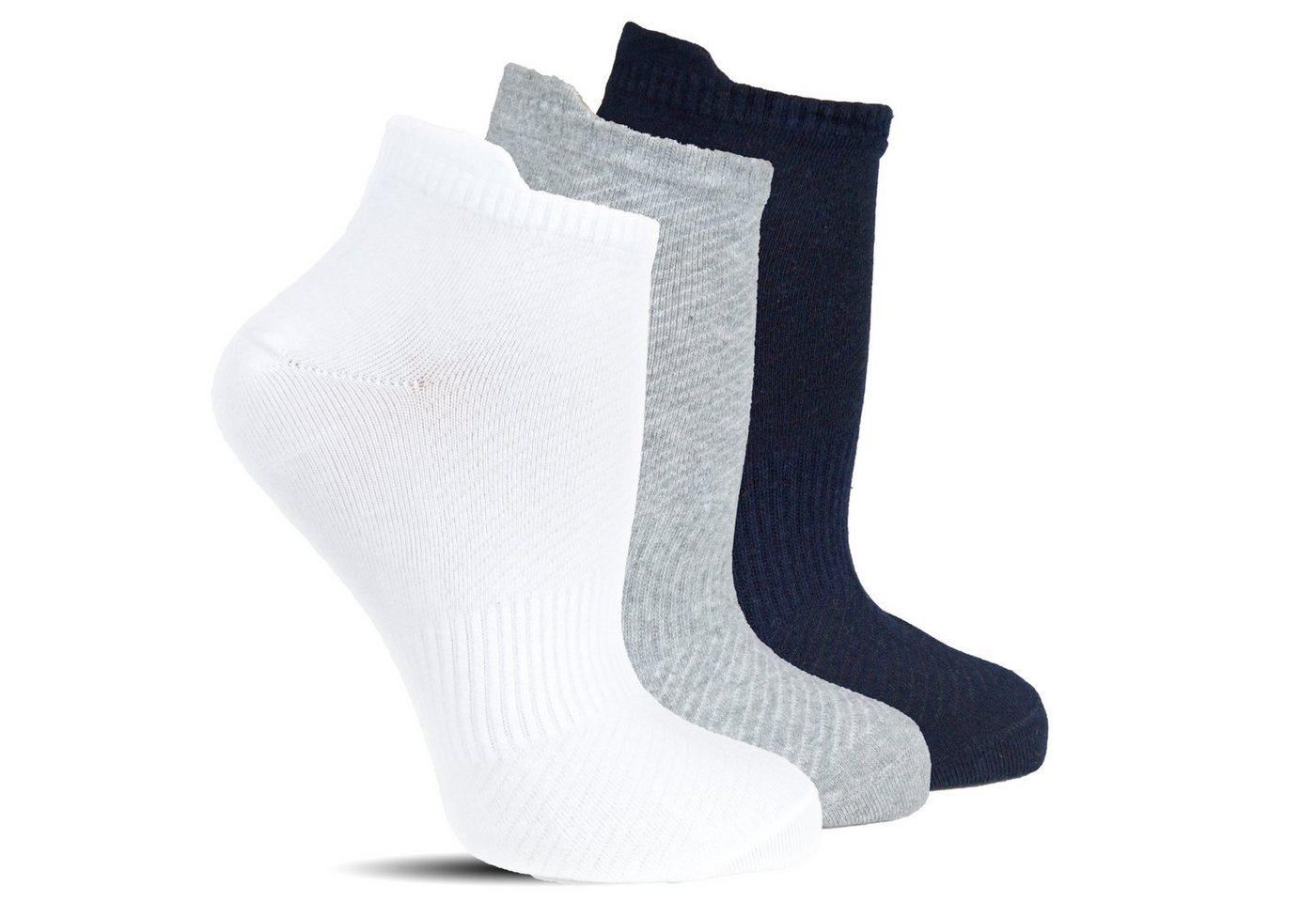 Socked Sneakersocken Herren + Damen Kurzsocken (12-Paar) Schwarz / Weiß / Grau von Socked