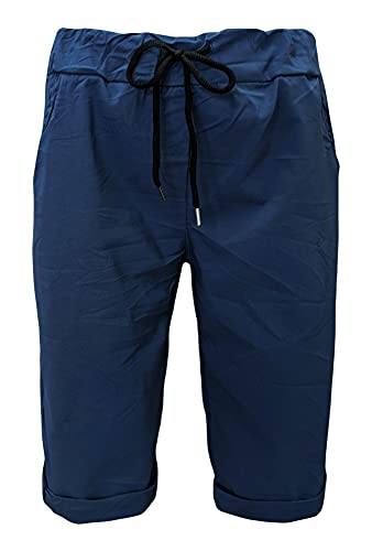 Damen Caprihosen Sommerhosen leichte Bermuda mit Kordelzug und Stretch Marine (44-46, Marine) von Sockenhimmel