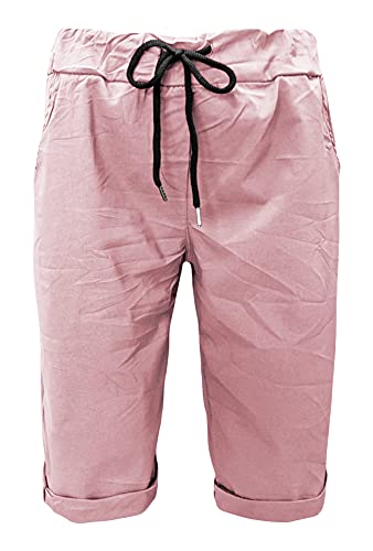 Damen Caprihosen Sommerhosen leichte Bermuda mit Kordelzug und Stretch Rosa (42-44, Rosa) von Sockenhimmel