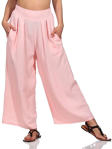 Damen Palazzo Flatterhose mit Bundfalte Sommer Culotte (as3, Numeric, Numeric_38, Numeric_40, Regular, Regular, Rosa) von Sockenhimmel